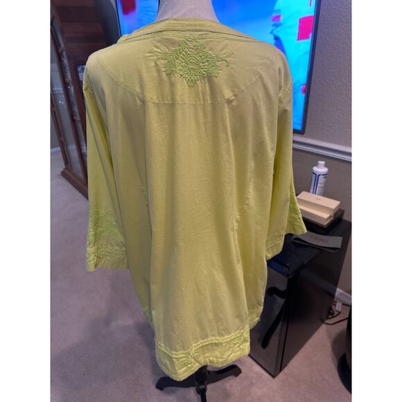Women’s Soft Surroundings Yellow Embroidered Tunic Top Size 1X - Picture 5 of 7